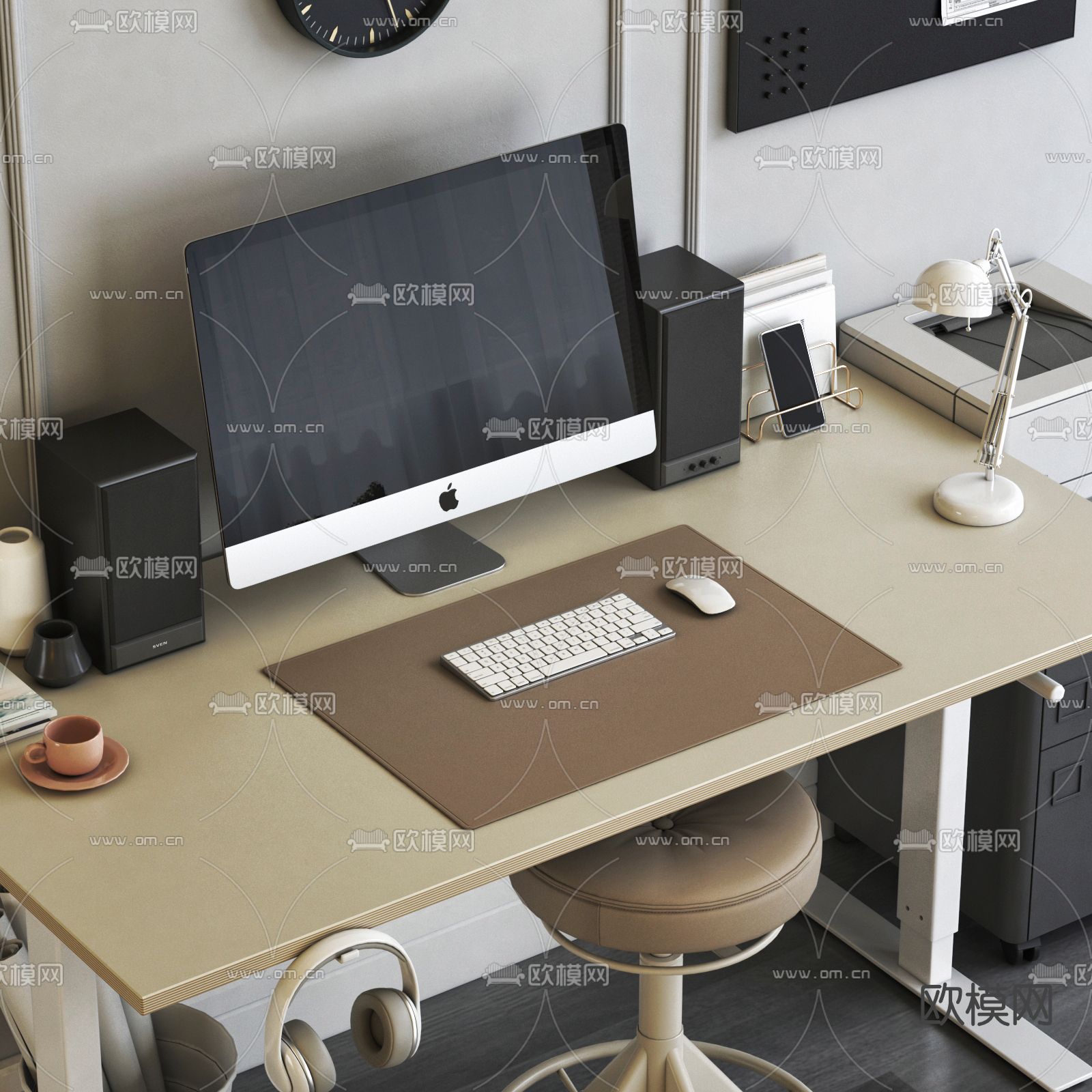 现代书桌椅3d模型