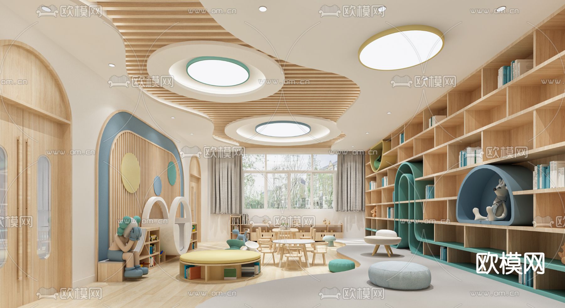 现代幼儿园阅读室3d模型下载（渲染图1）