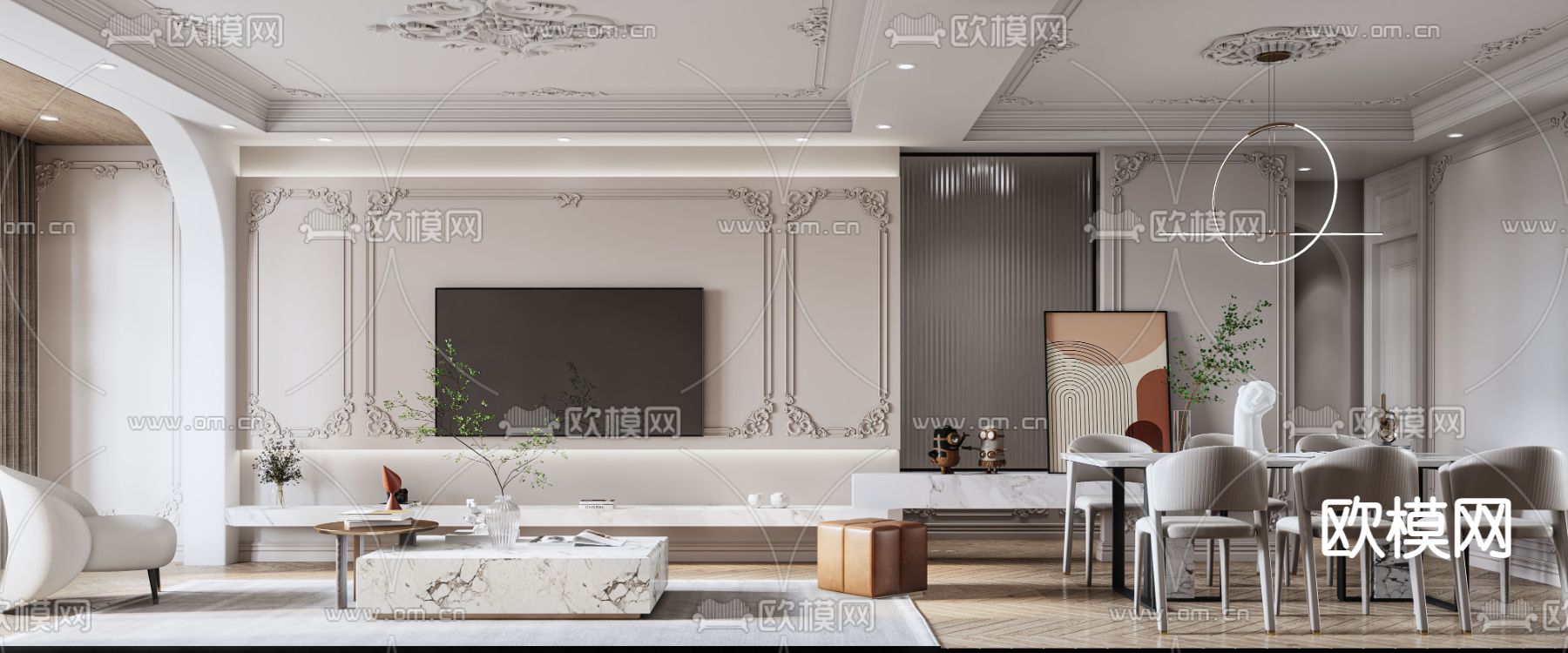 法式客餐厅3d模型