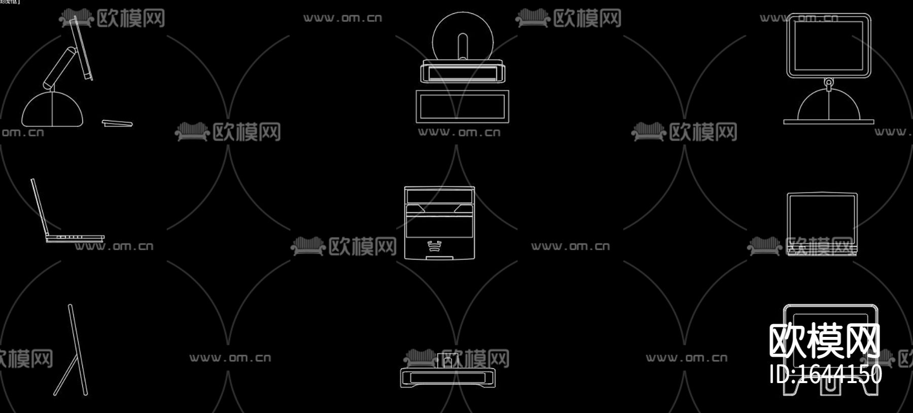 北欧办公设备平面立面cad图库下载（渲染图6）