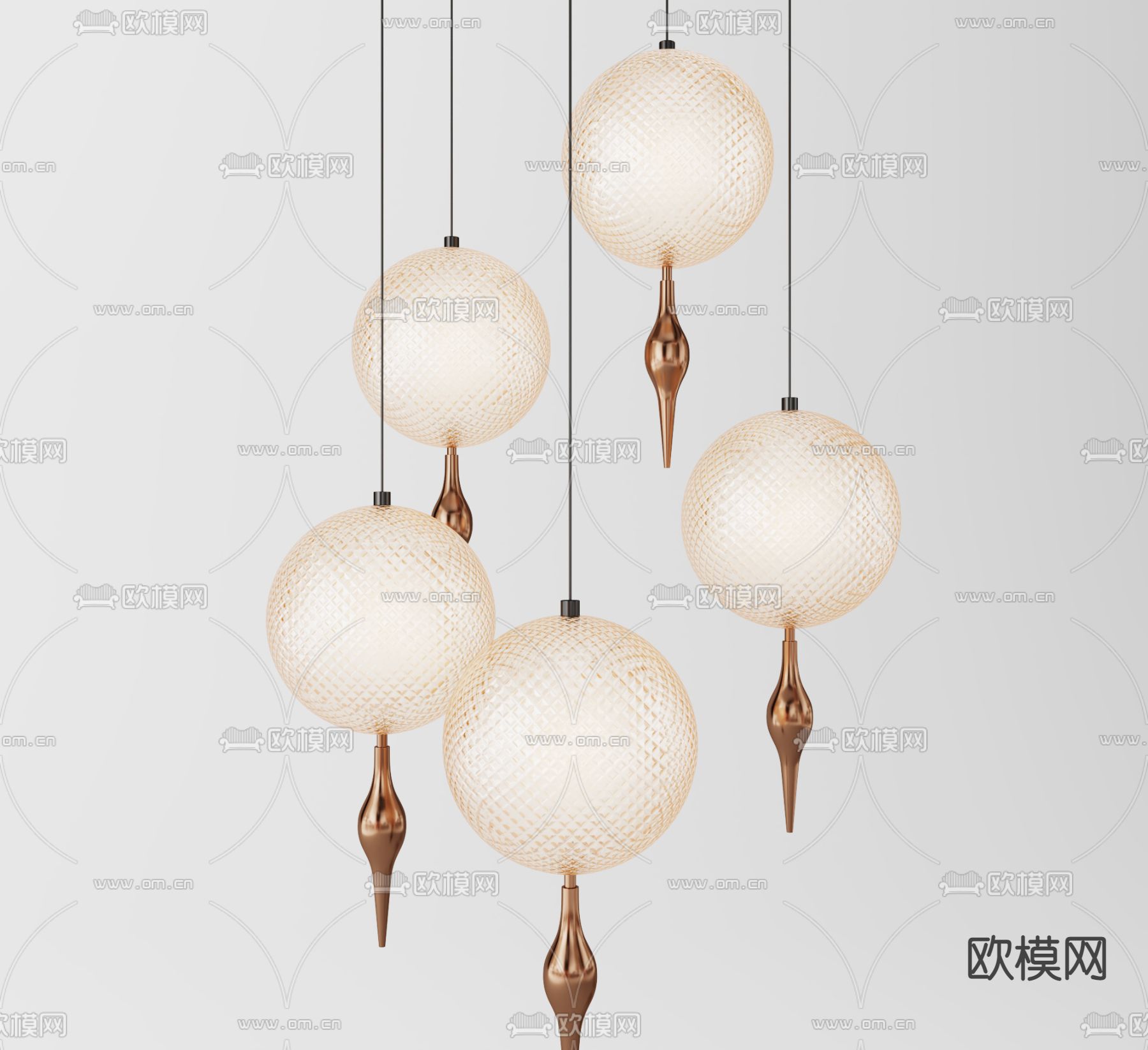 现代玻璃球形吊灯3d模型下载_id:11097087_3dmax免费模型-欧模网