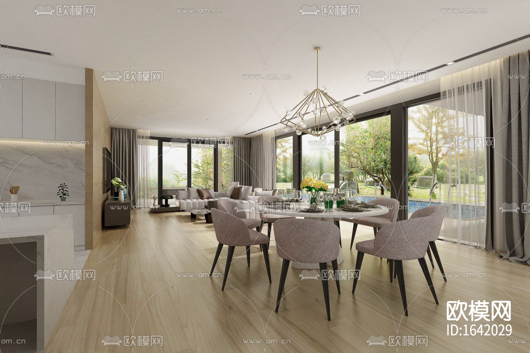 美国两层私宅别墅下载（渲染图3）