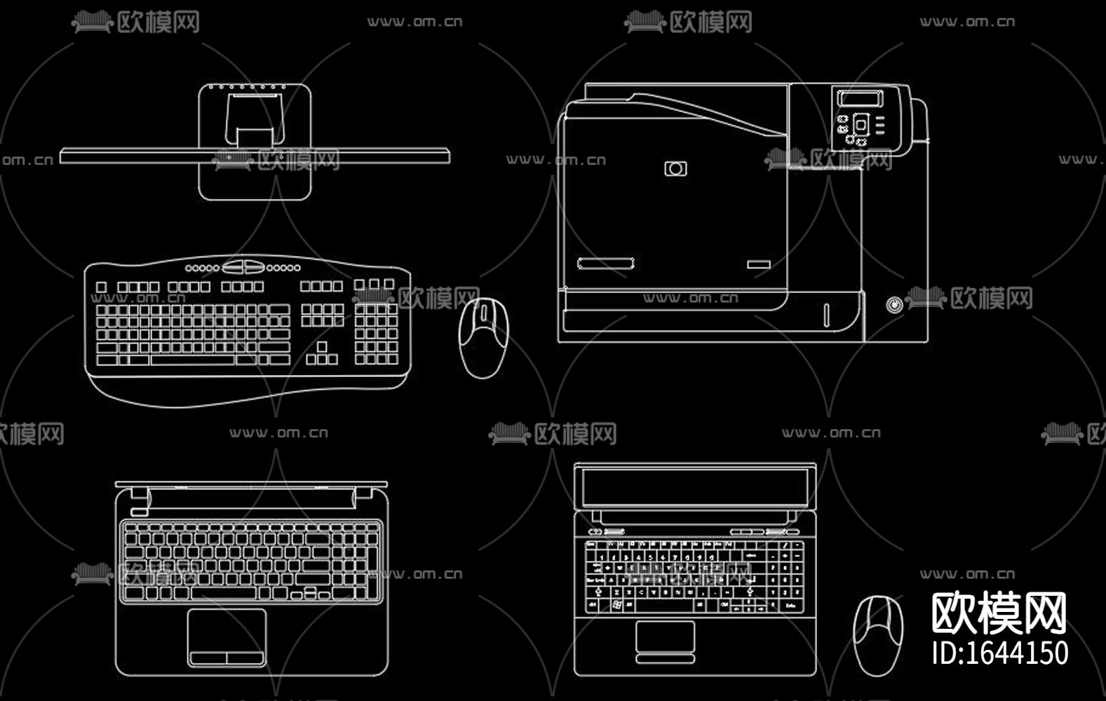 北欧办公设备平面立面cad图库下载（渲染图4）