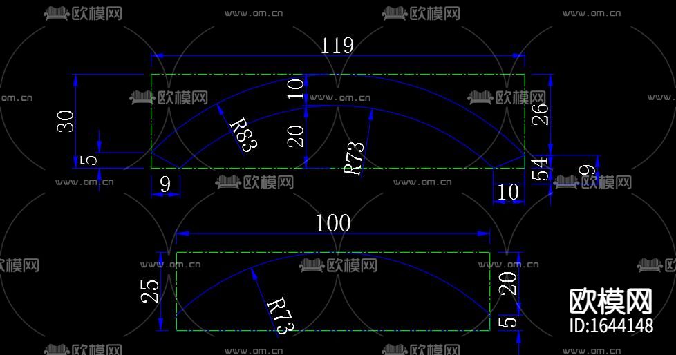 组合主席桌cad平面立面图库下载（渲染图3）
