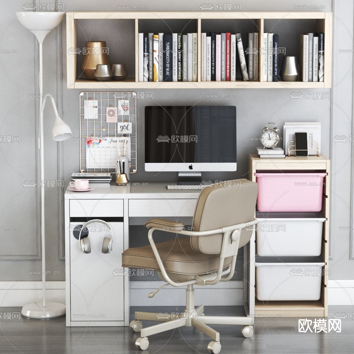 现代书桌椅3d模型下载（渲染图4）