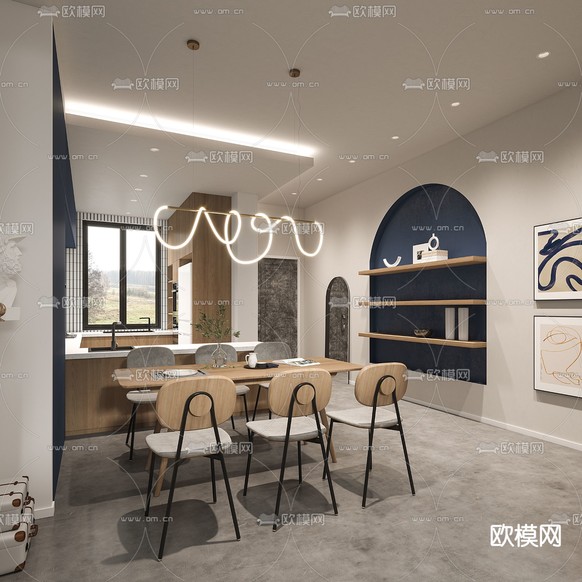 日式客厅餐厅茶室3d模型下载(渲染图10)