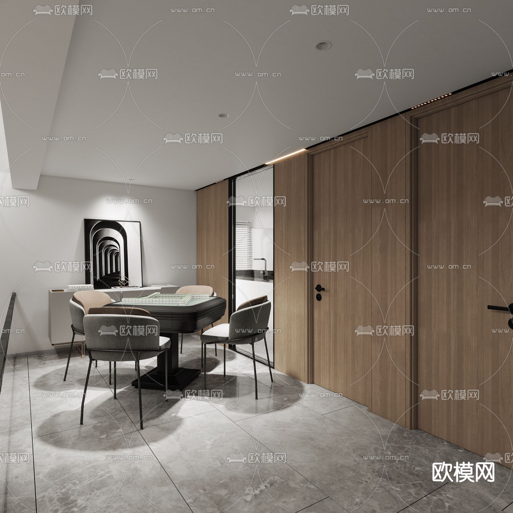 现代复式公寓客厅3d模型下载（渲染图4）