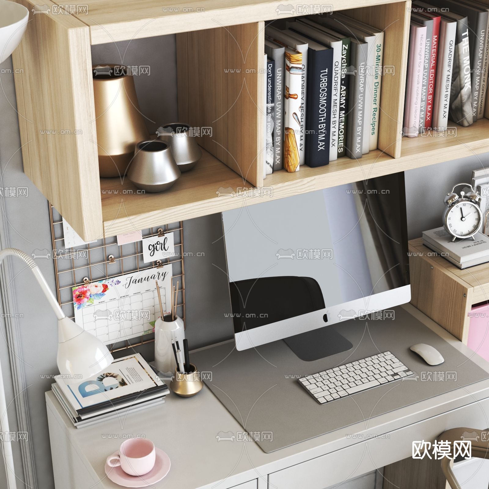 现代书桌椅3d模型下载（渲染图2）