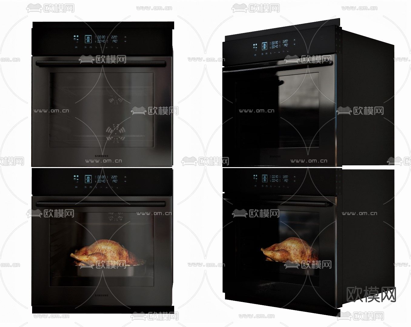 现代烤箱蒸箱烤炉su模型下载（渲染图1）