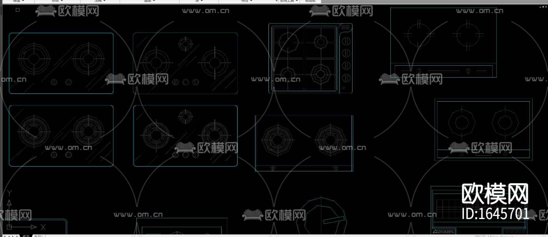 厨房电器平面立面cad图库下载（渲染图2）