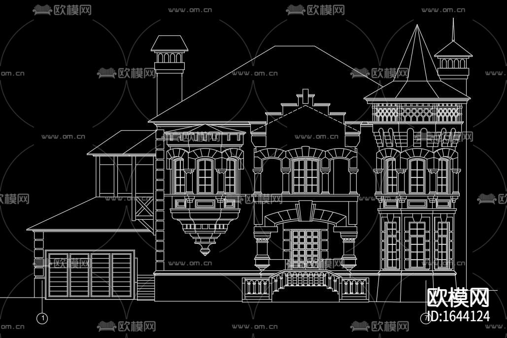 欧式别墅建筑cad结构图