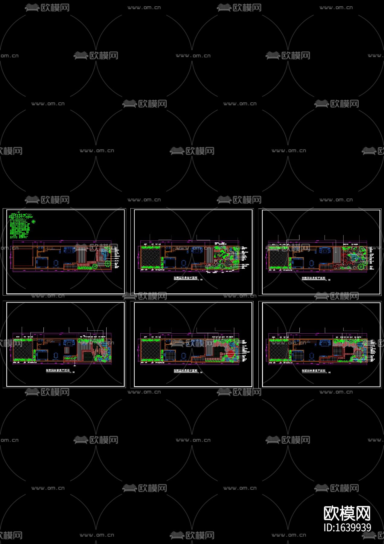5套庭院景观cad方案图下载（渲染图3）