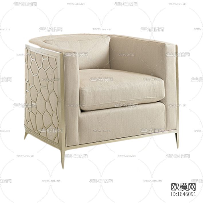 美式轻奢不锈钢布艺单人沙发下载
