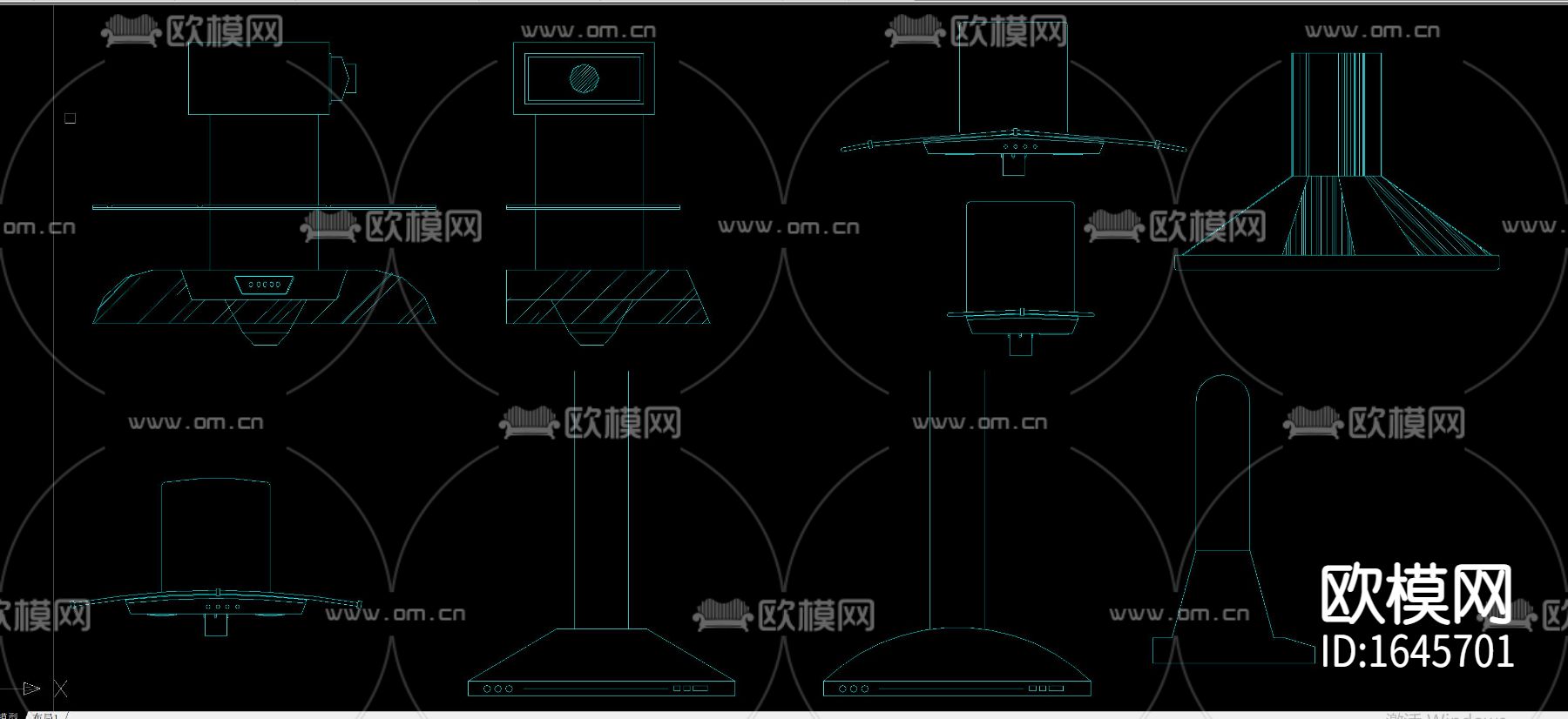 厨房电器平面立面cad图库下载（渲染图6）