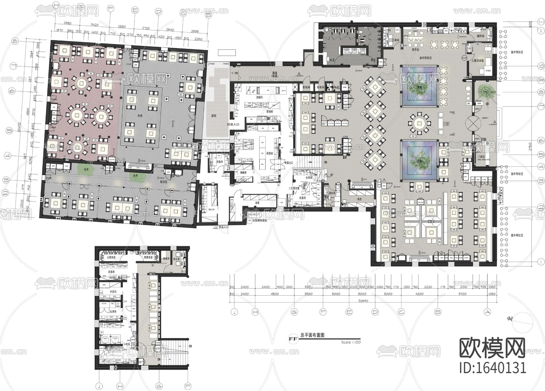 餐厅火锅店cad施工图下载（渲染图3）