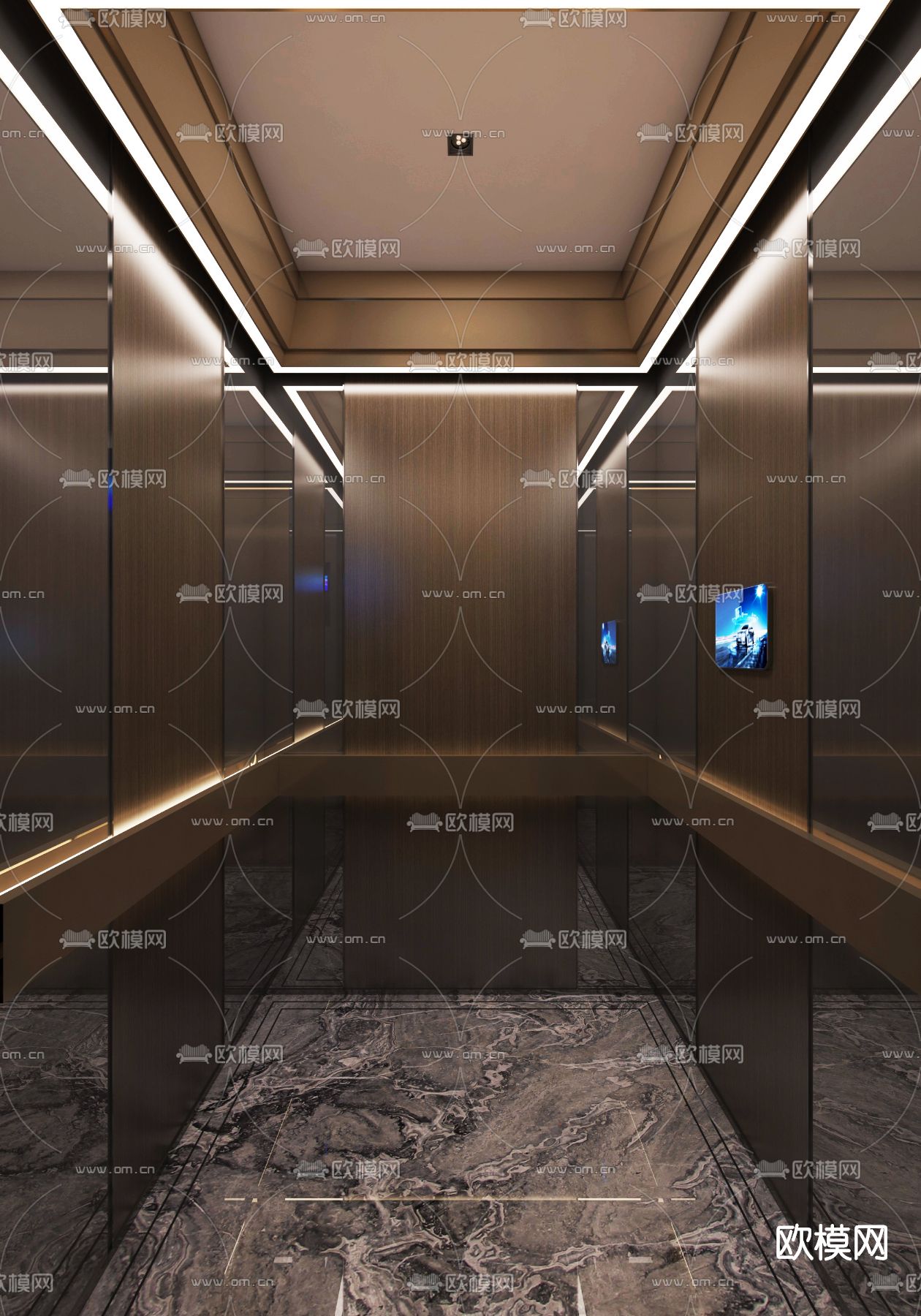 现代电梯轿厢免费3d模型下载