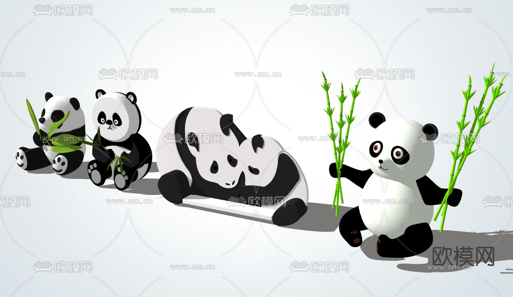 现代大熊猫玩偶su模型下载（渲染图3）
