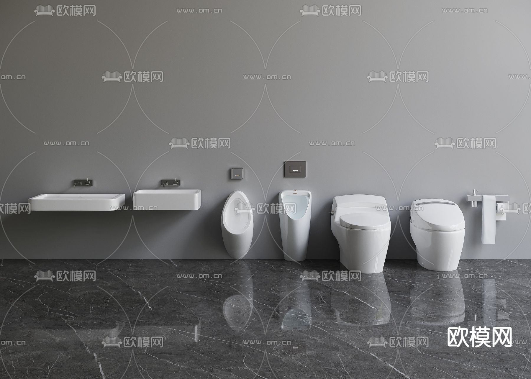 现代小便器马桶3d模型下载