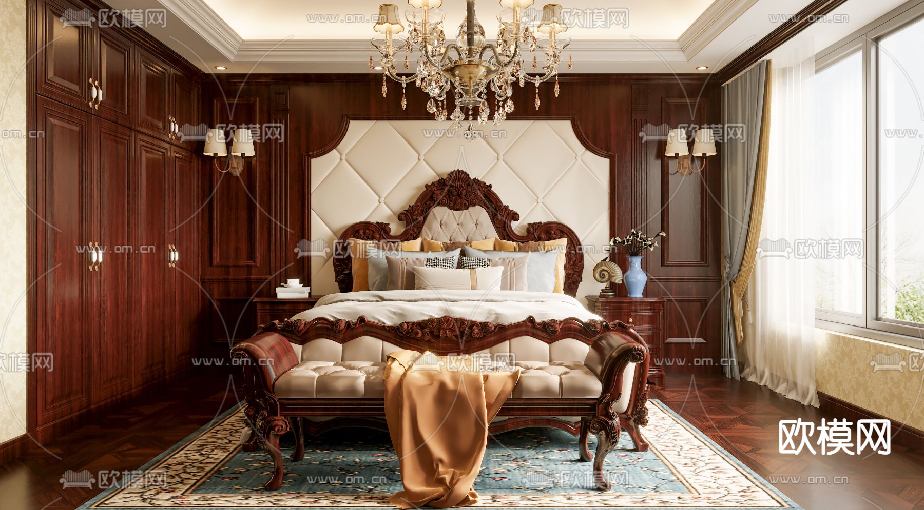 欧式古典卧室免费3d模型下载
