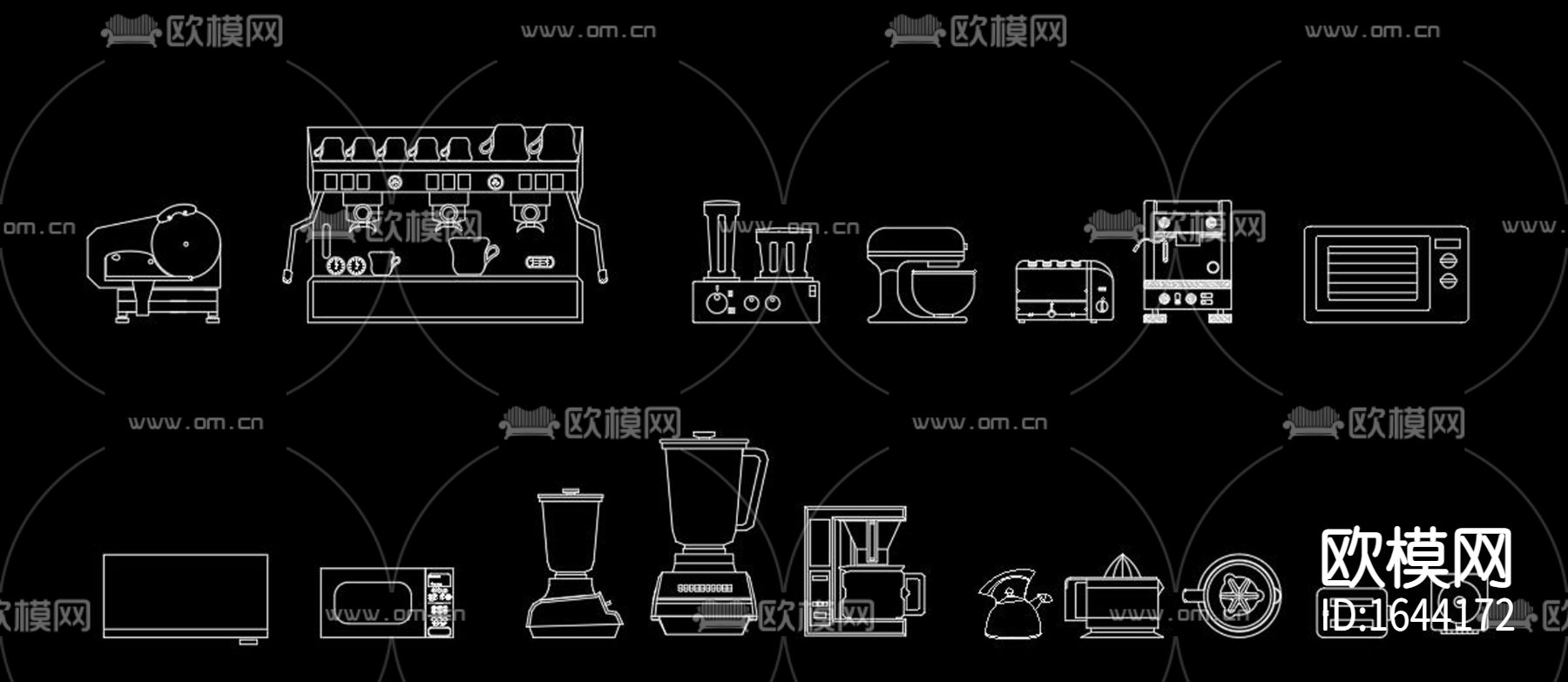 咖啡厅电器设备cad图库下载（渲染图1）
