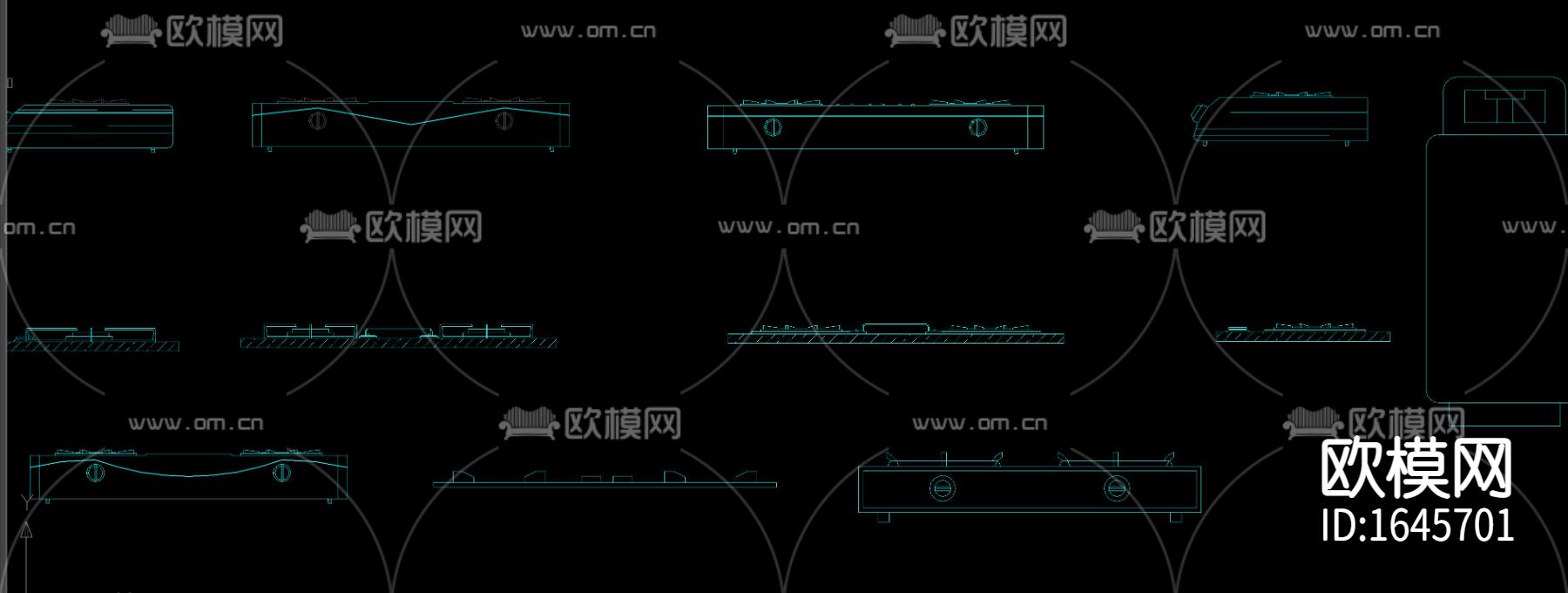 厨房电器平面立面cad图库下载（渲染图4）