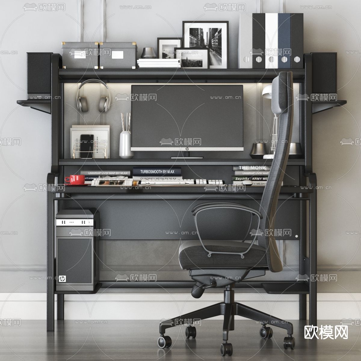 现代书桌椅3d模型下载（渲染图3）