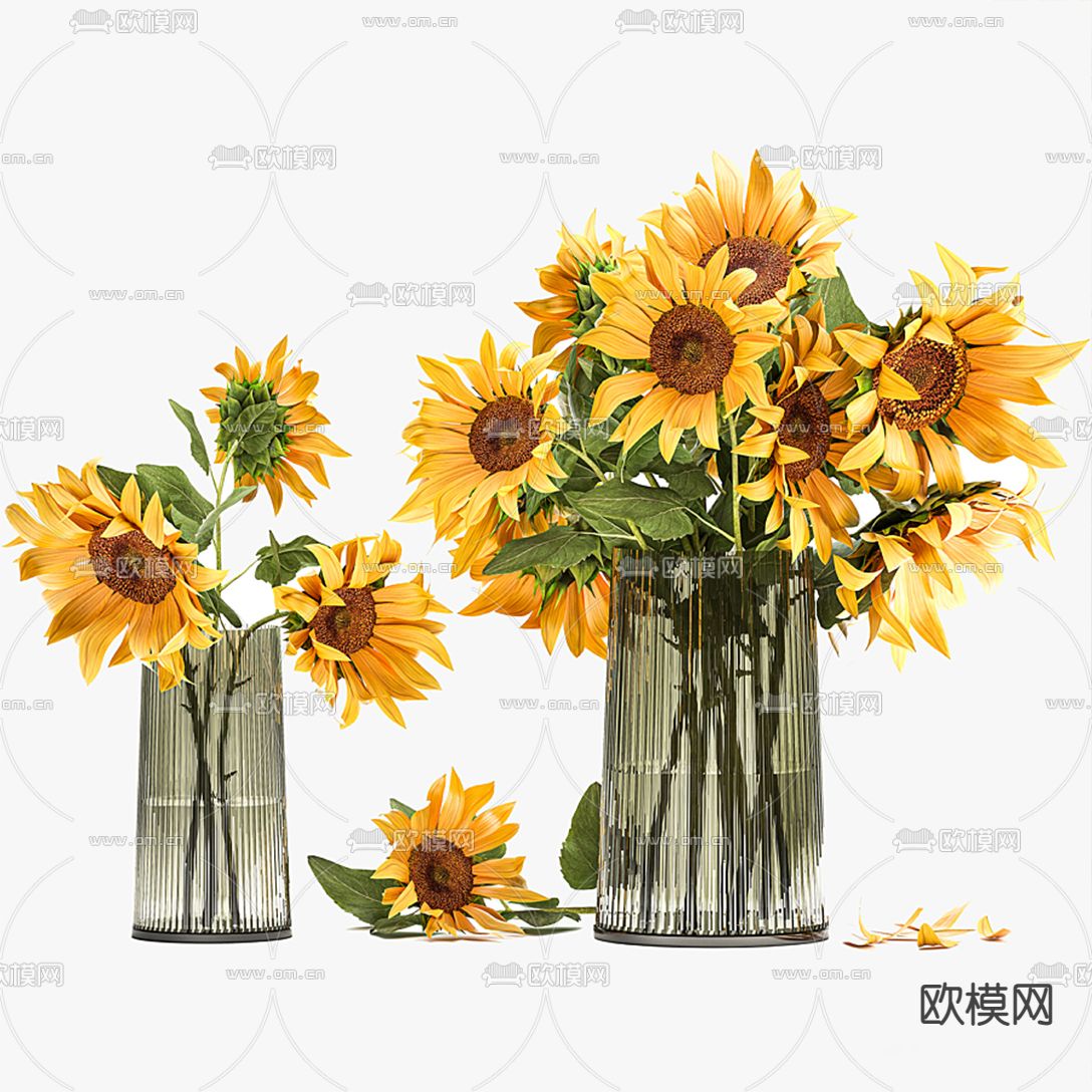 现代向日葵花艺花瓶3d模型