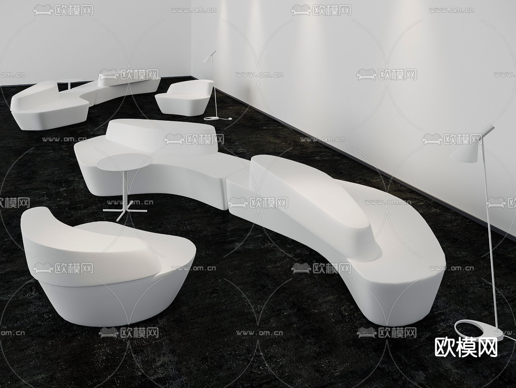 现代异形办公沙发3d模型