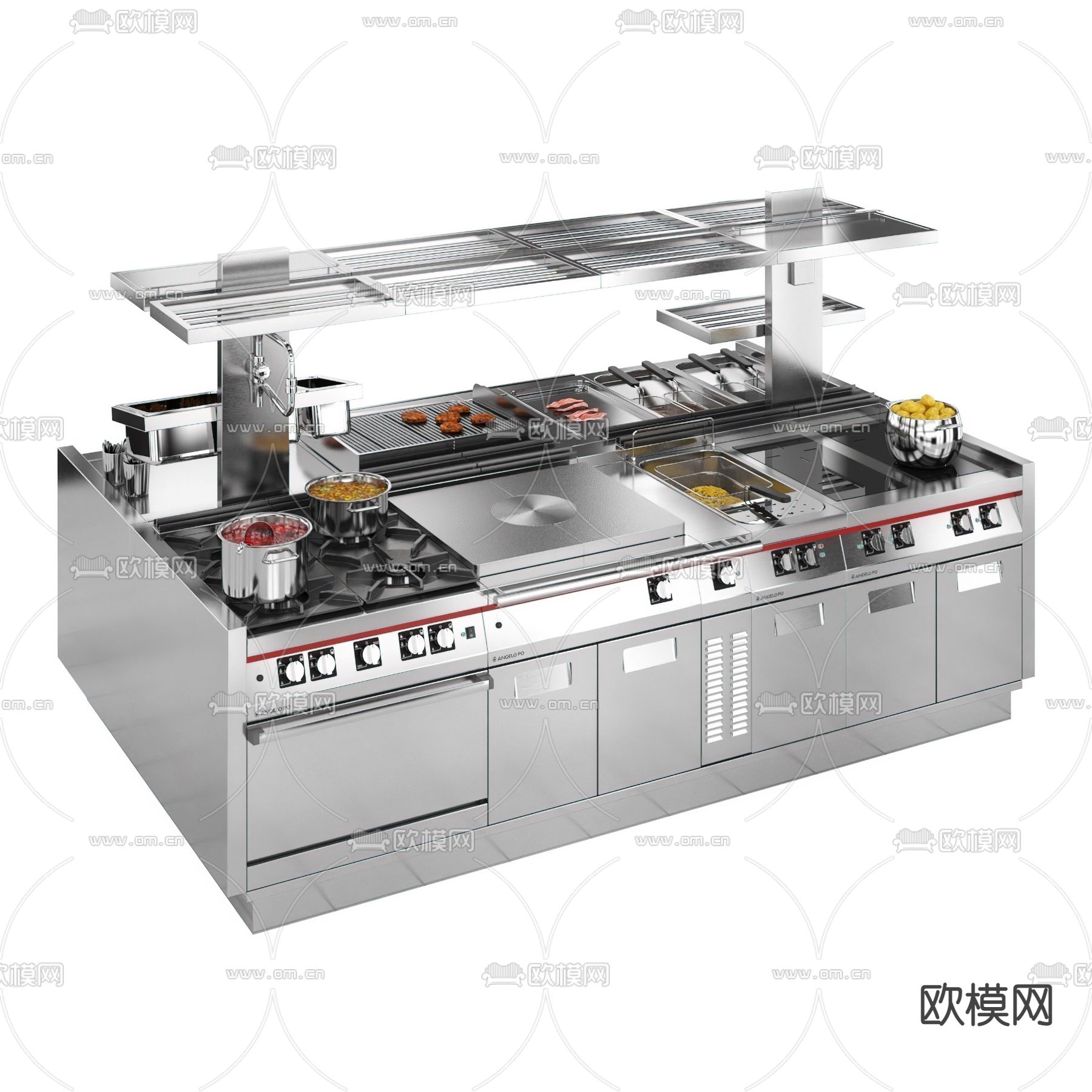 现代中央厨房油炸器具3d模型