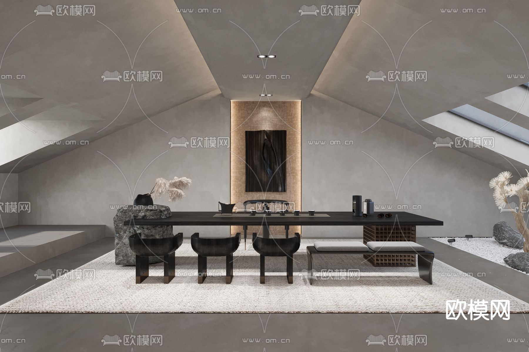 侘寂风茶室3d模型下载