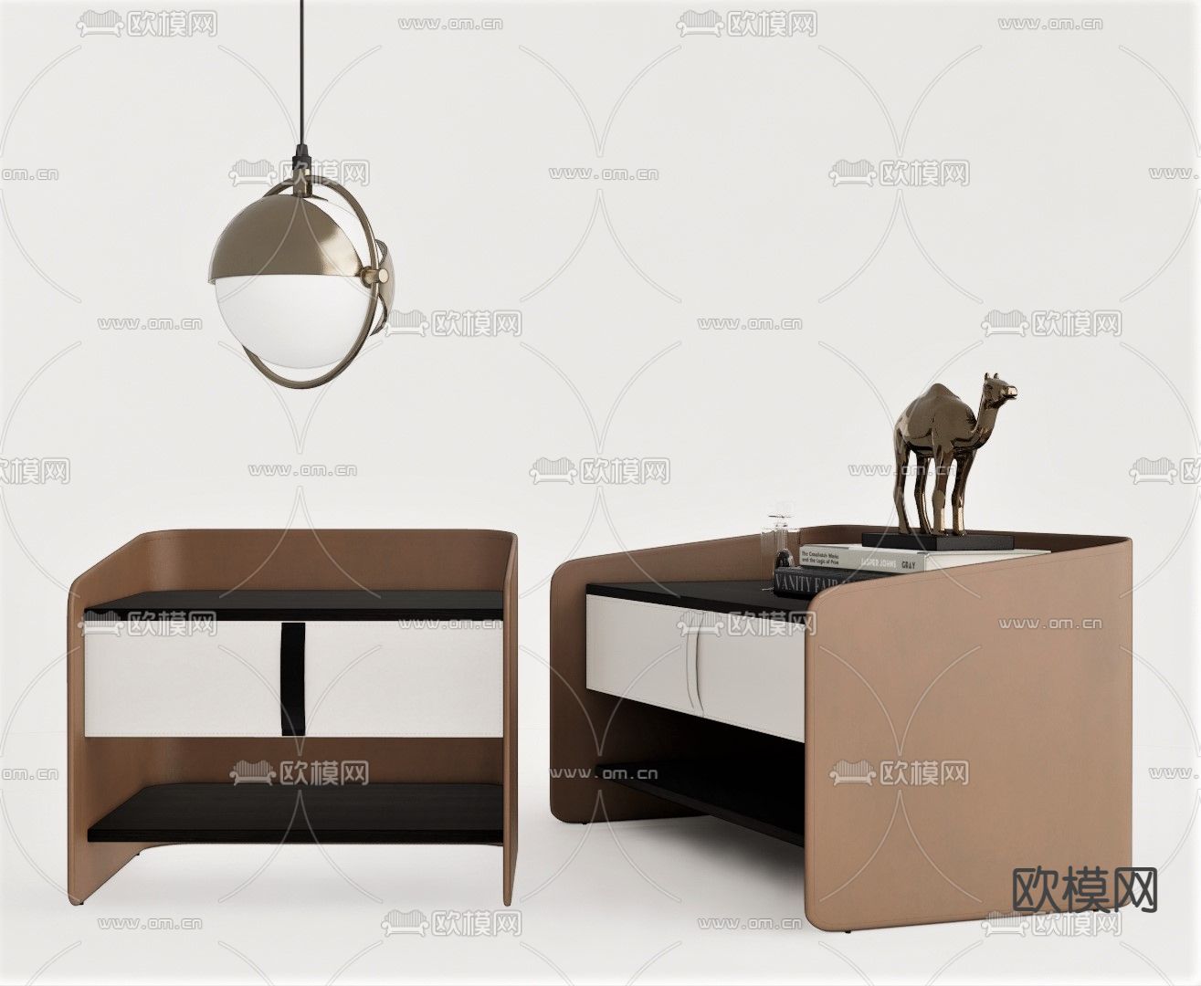 现代轻奢床头柜su模型下载（渲染图1）