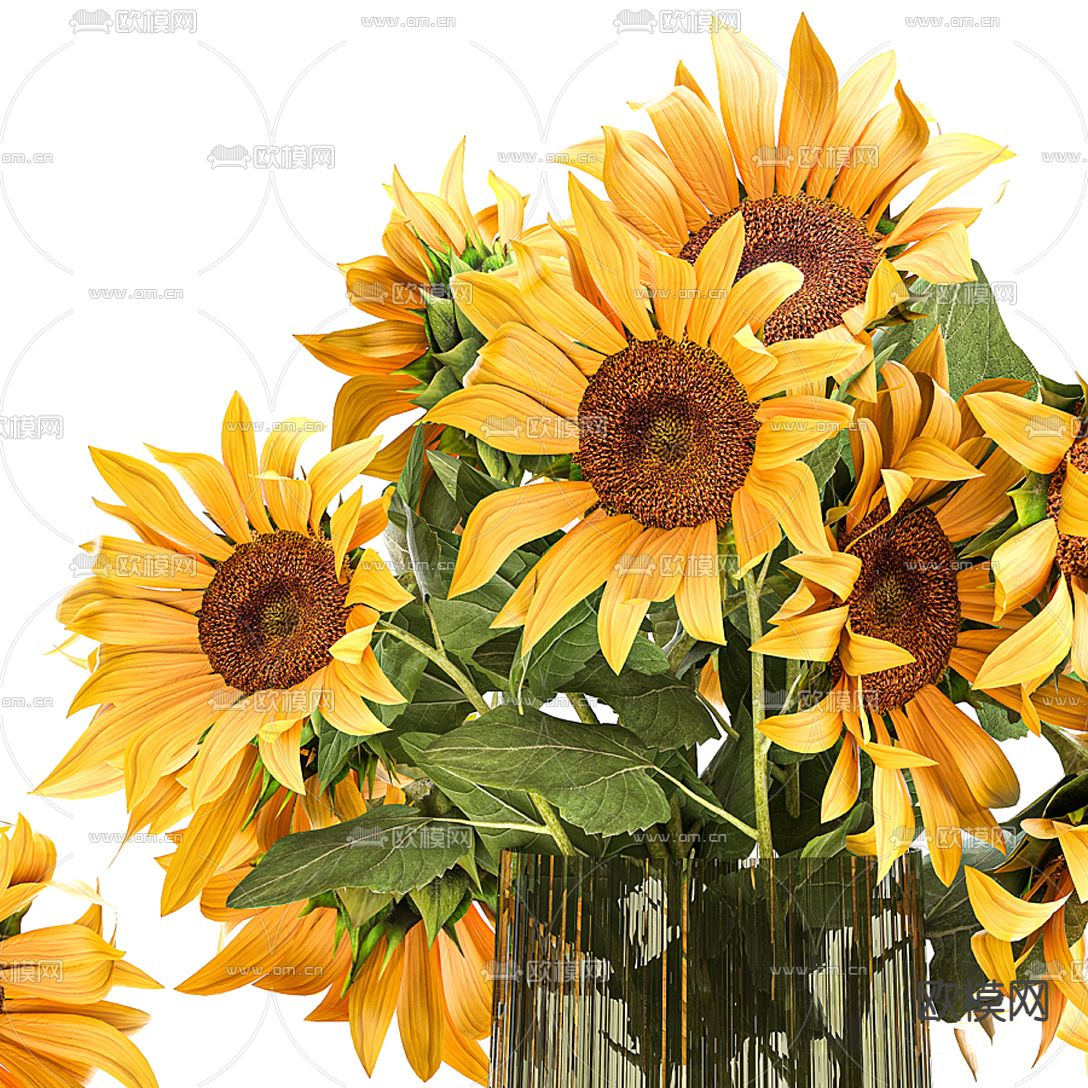 现代向日葵花艺花瓶3d模型