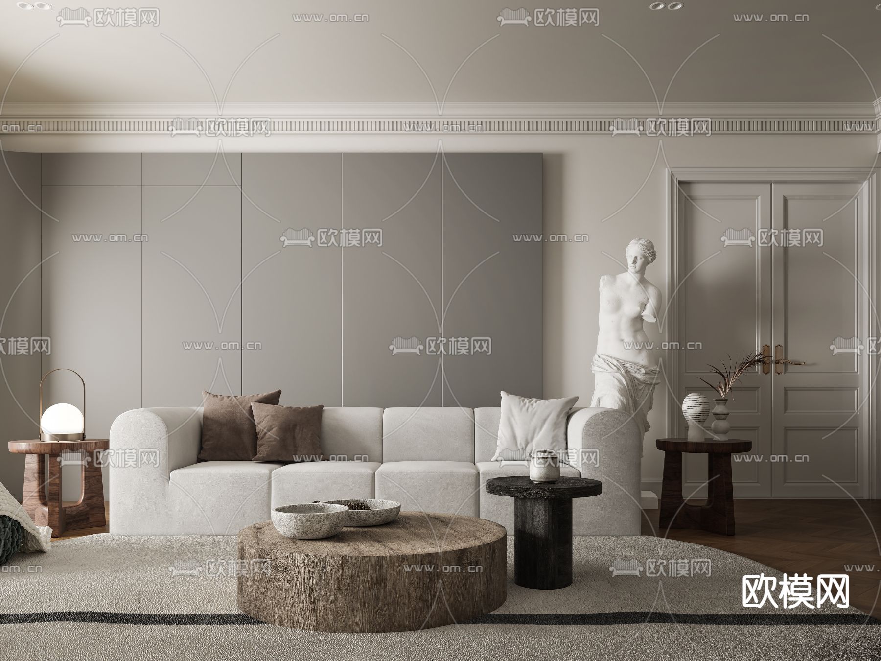 北欧混搭客餐厅3d模型下载（渲染图1）