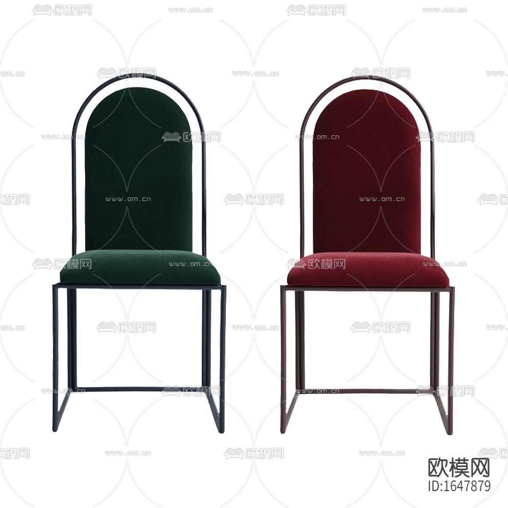 现代轻奢铁艺布艺餐椅