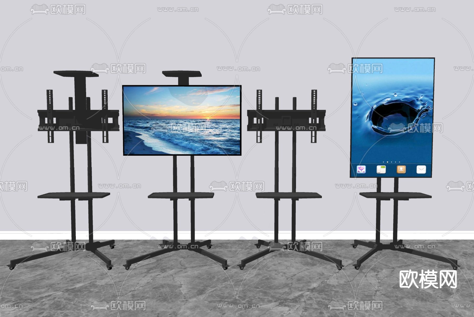 现代电视机支架su模型下载（渲染图2）