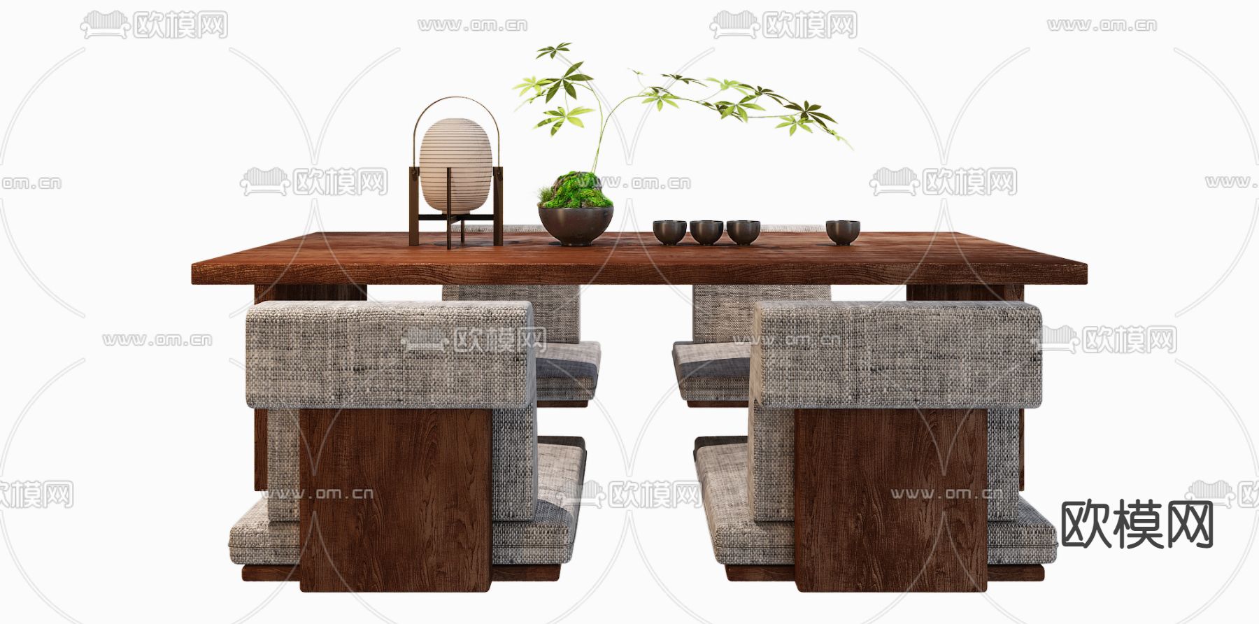 日式实木茶桌椅3d模型