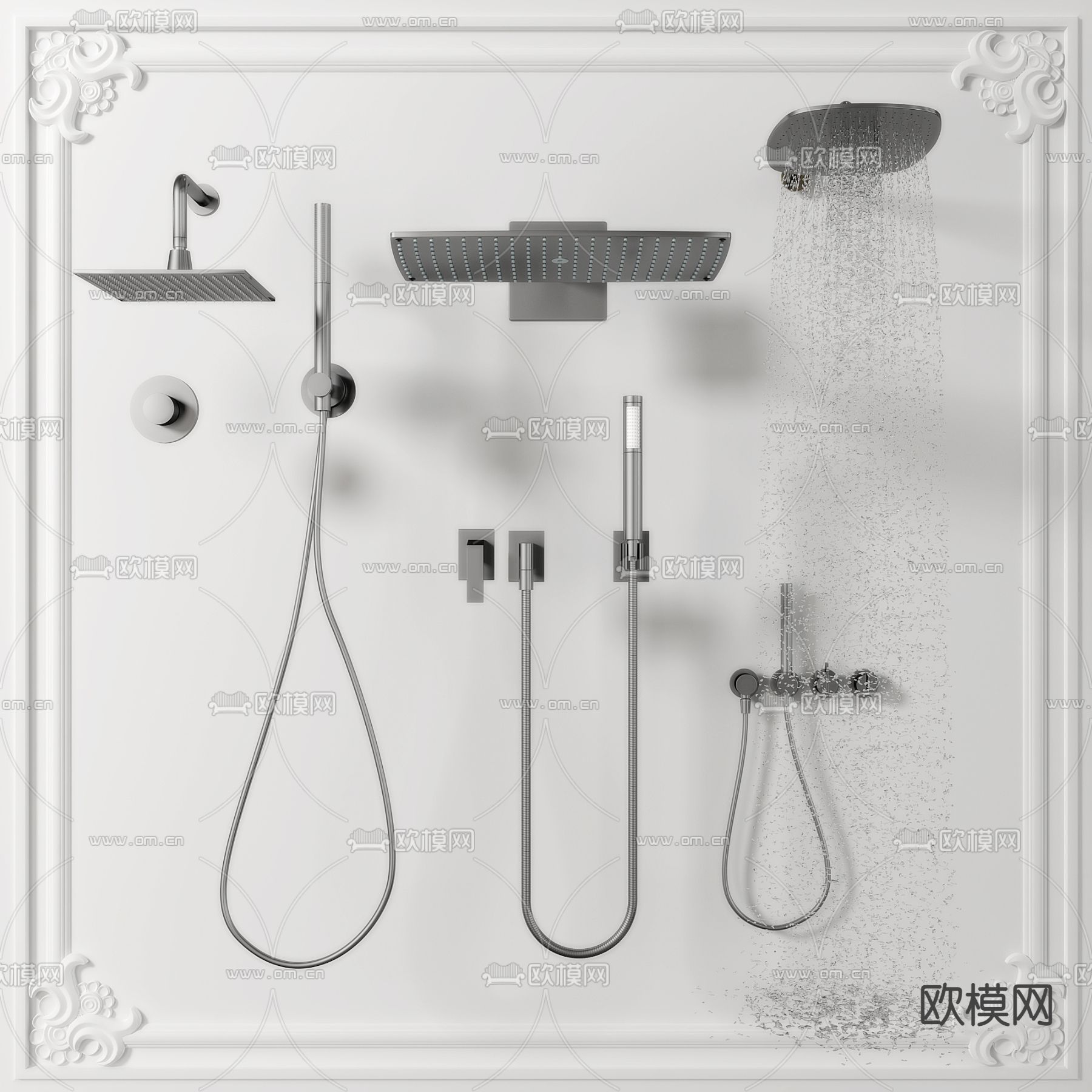 现代淋浴花洒3d模型下载
