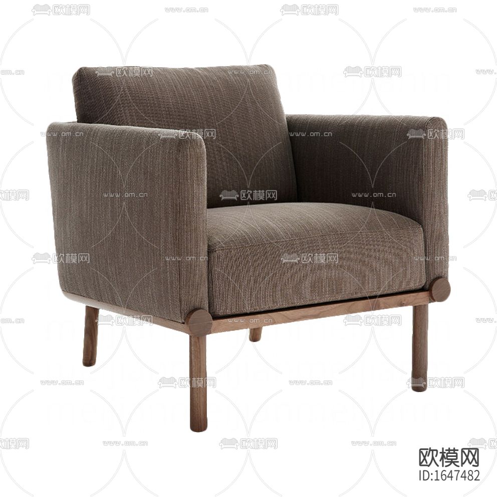 北欧简约灰色布艺实木单人沙发下载