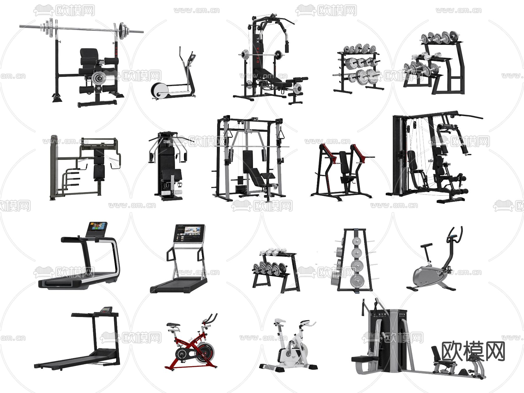 现代跑步机健身器材3d模型下载