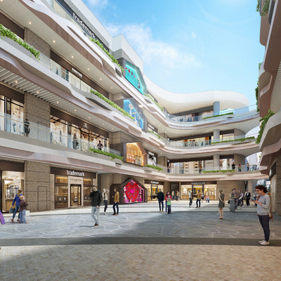 现代商场中庭3d模型id:11124022下载新中式轻奢酒店中庭3d模型id