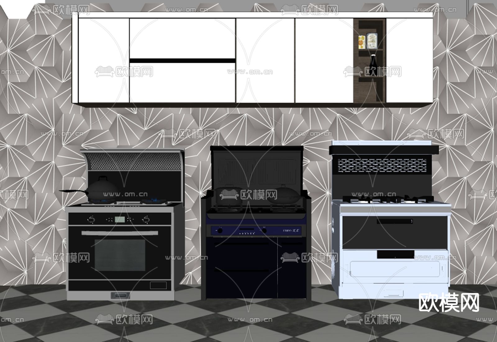 现代集成灶su模型下载（渲染图2）