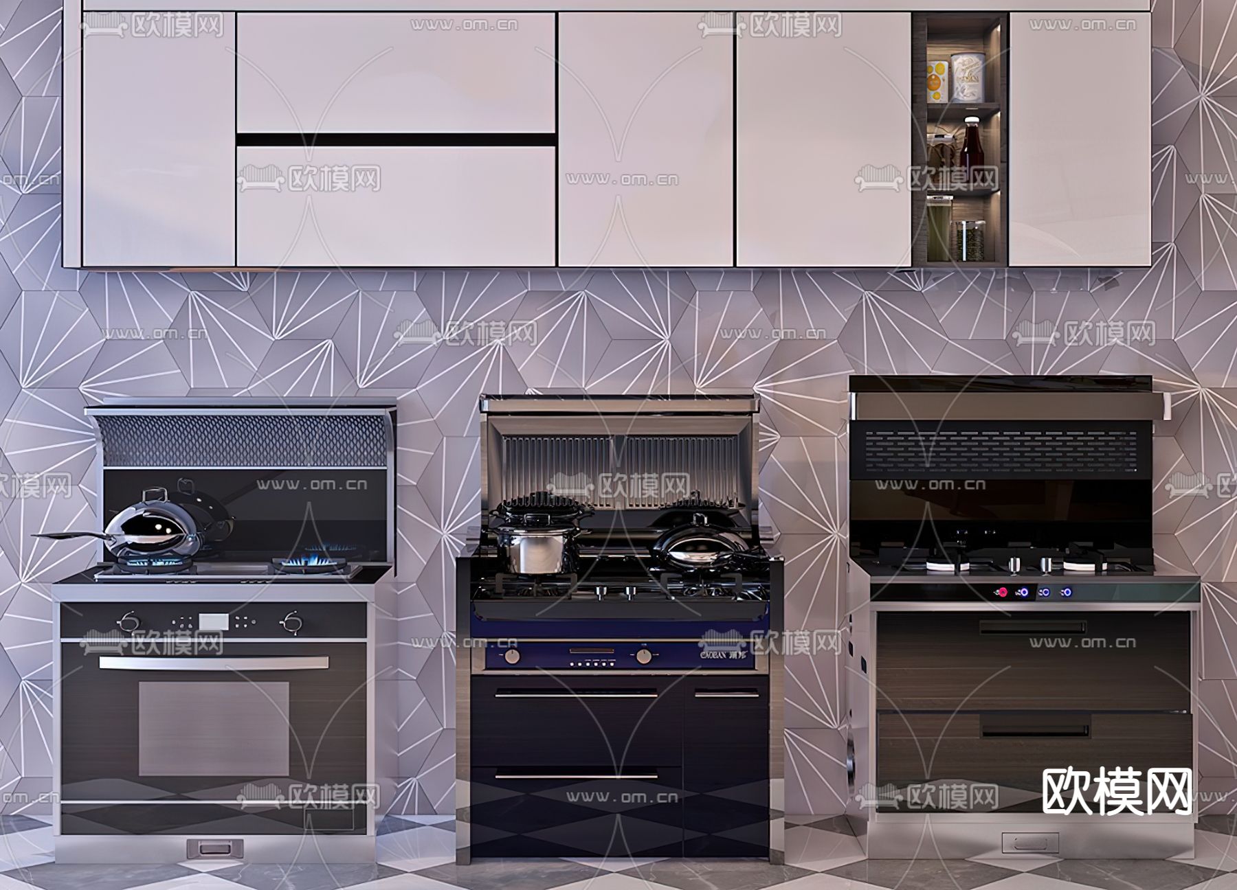 现代集成灶su模型下载（渲染图1）