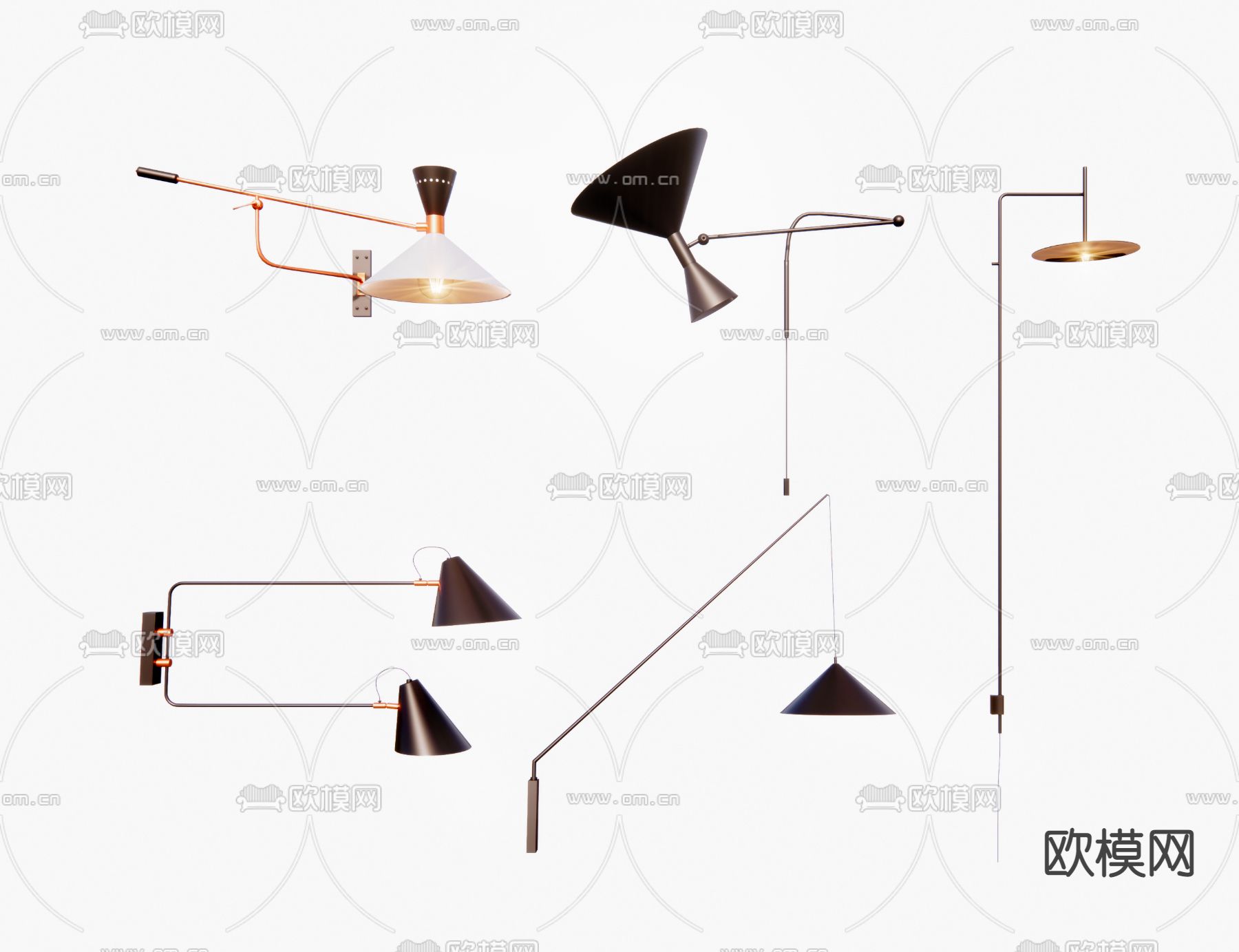 现代轻奢壁灯su模型下载（渲染图1）