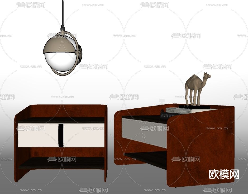 现代轻奢床头柜su模型下载（渲染图2）