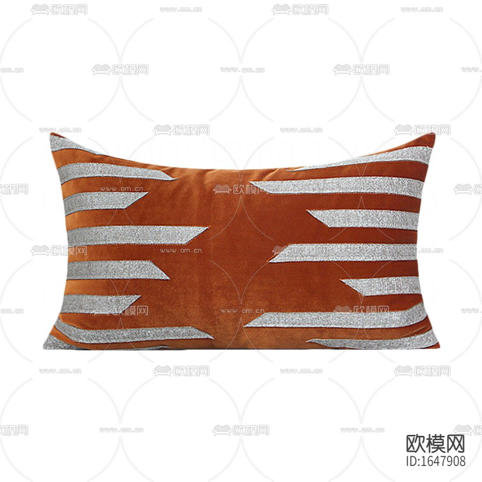 现代轻奢橘色布艺几何贴布腰枕