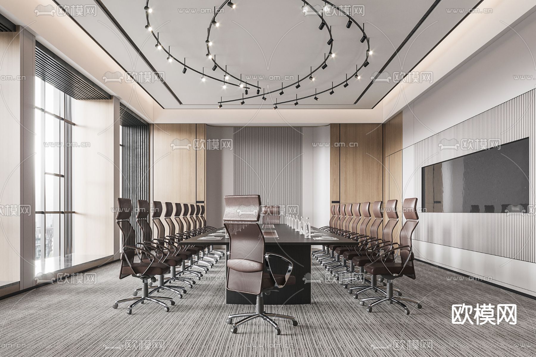 现代会议室3d模型下载（渲染图2）