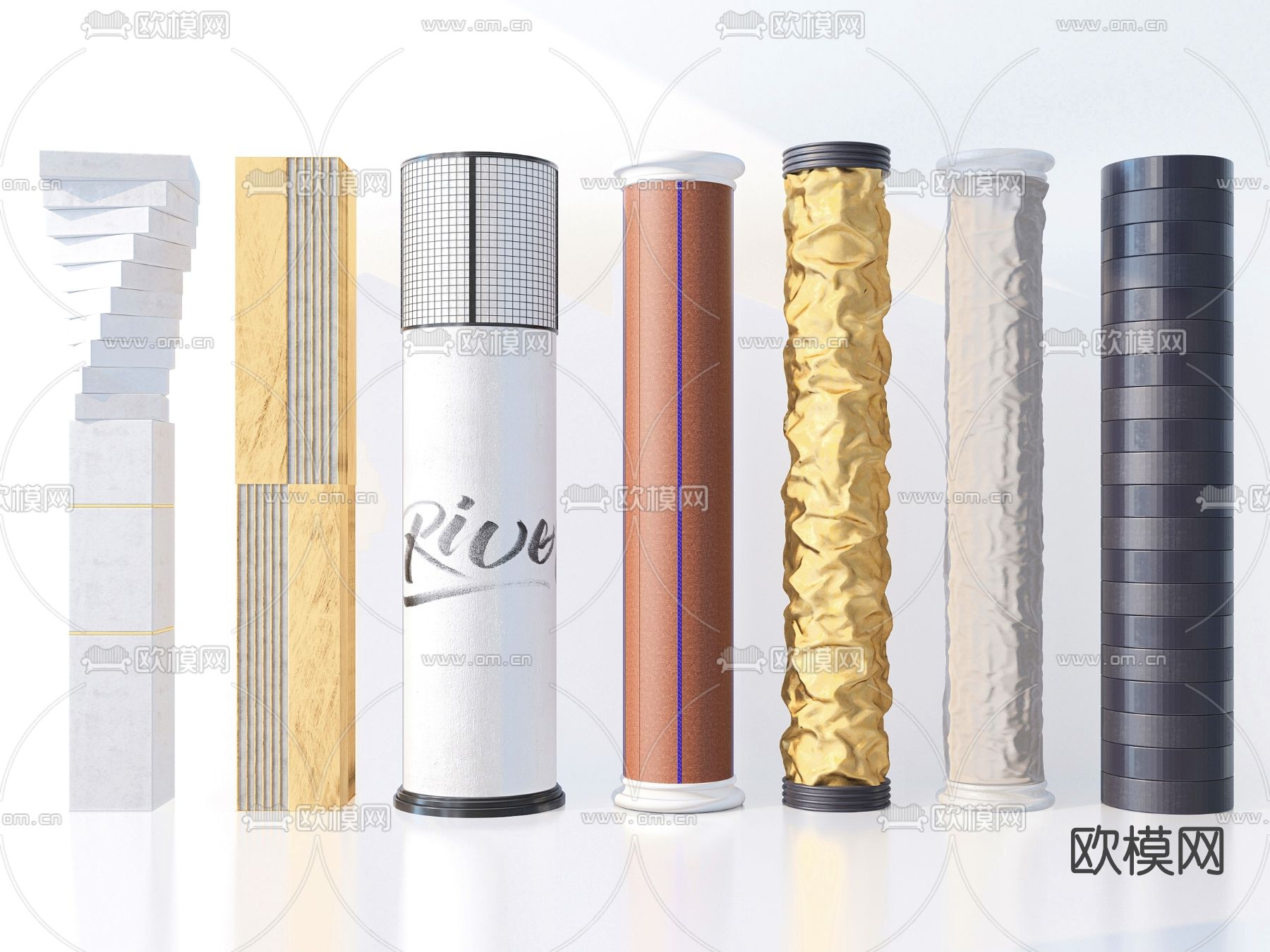 现代装饰柱3d模型下载