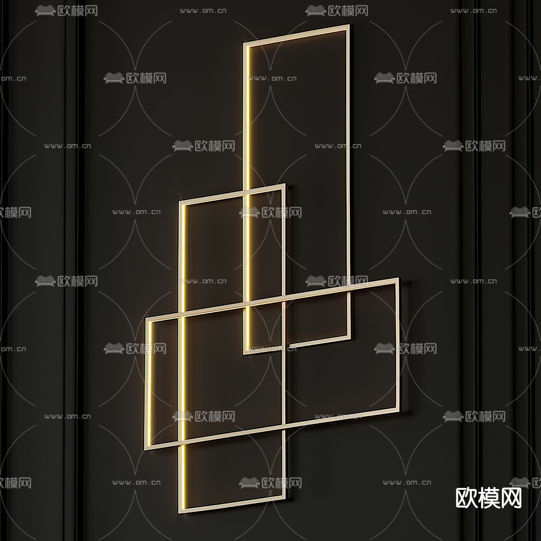 现代金属壁灯3d模型下载（渲染图3）