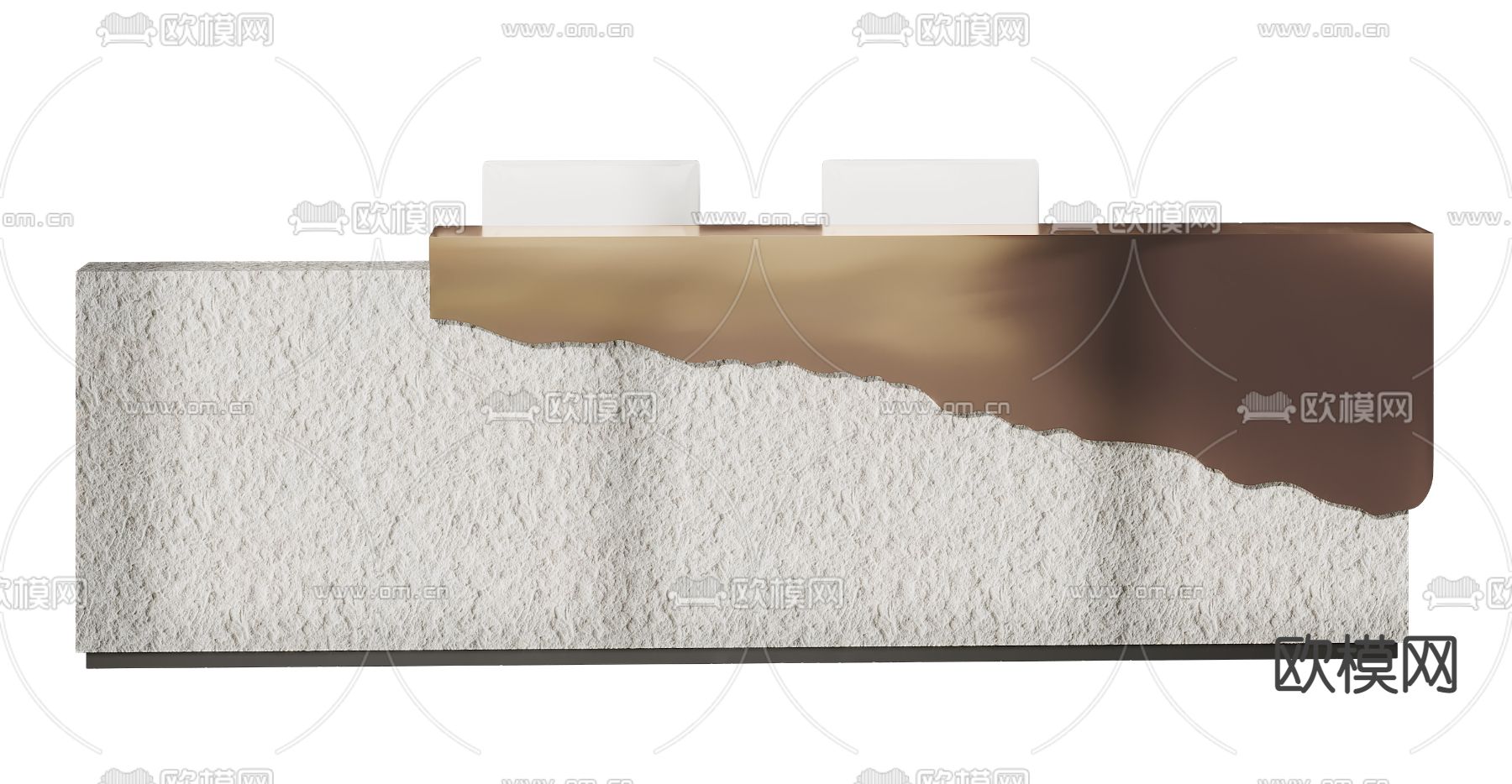 现代前台接待台3d模型下载（渲染图3）