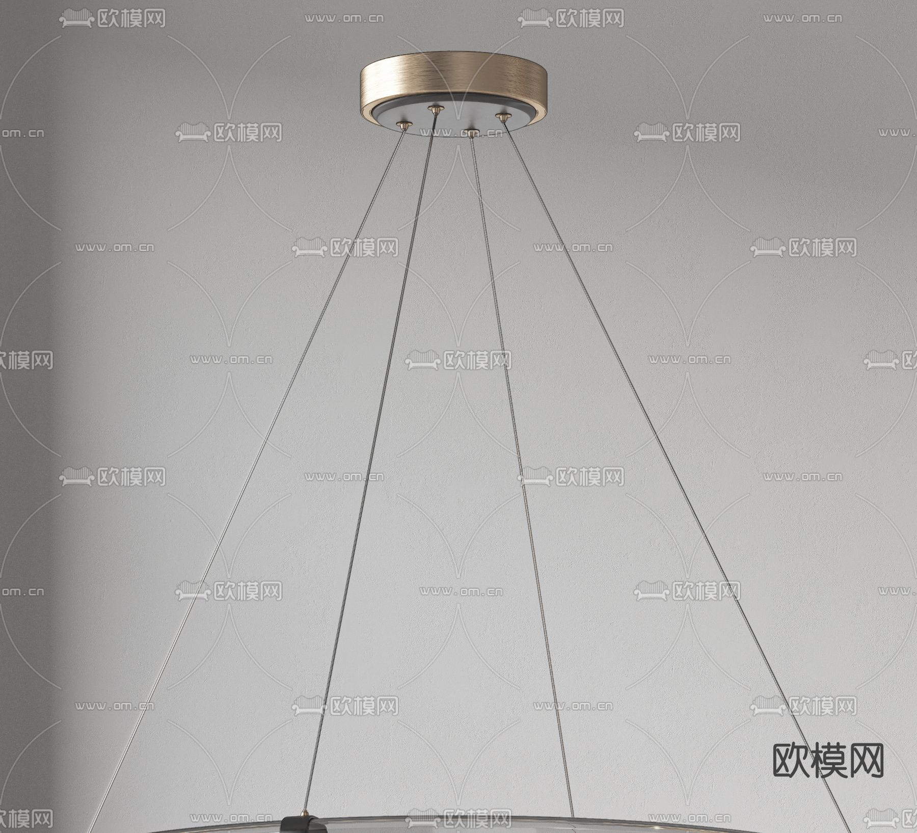 现代轻奢环形吊灯su模型下载（渲染图4）